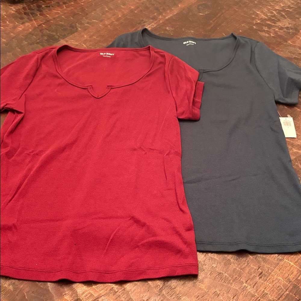 Old Navy Burgundy and Dark Green Tees